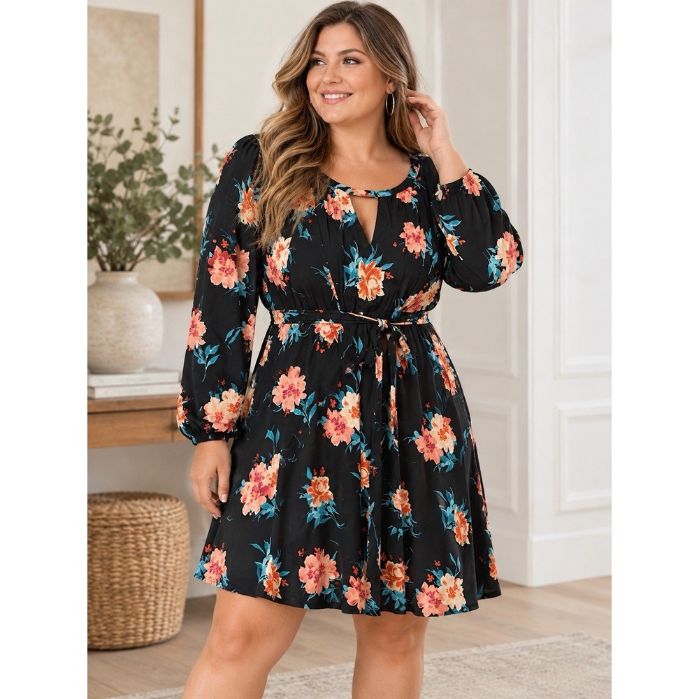 Torrid 2X 18-20 Ballet Floral Mini Stretch Challis A-Line Dress NWT 19654864